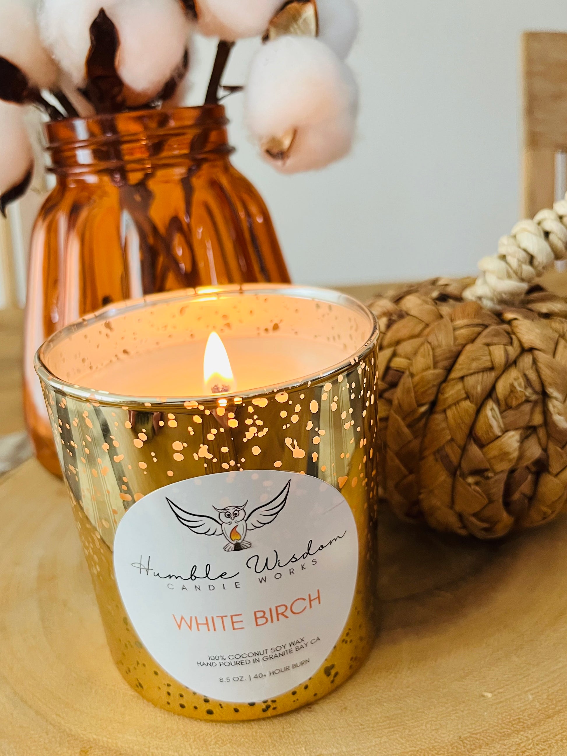 A Luxury gold candle with a faith based message.